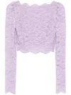 Rabanne Lavender Lace-effect Top With Boat Neckline In Multicolor