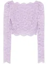 Rabanne Lavender Lace-effect Top With Boat Neckline In Multicolor