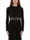 Rabanne Embellished Solid Jersey Second Skin Top In Black