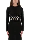 Rabanne Embellished Solid Jersey Second Skin Top In Black