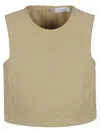 Rabanne Back Bow Sleeveless Cropped Crew Neck Top