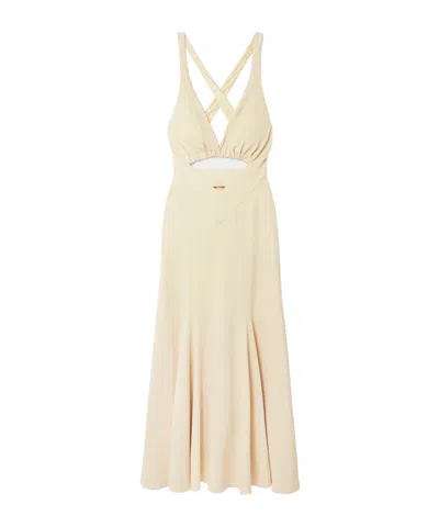 Rabanne Crossed Straps Midi Cut-out Dress In White