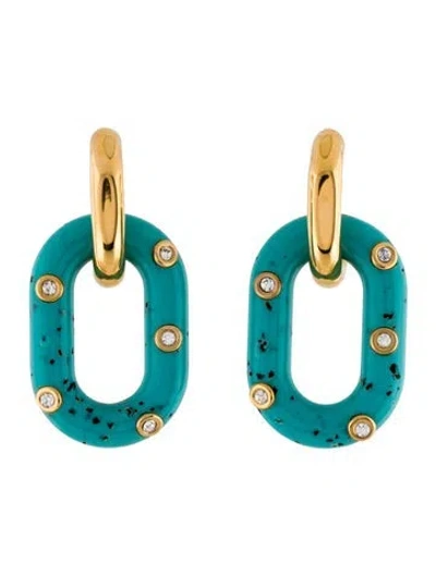 Pre-owned Rabanne Crystal & Resin Xl Link Drop Earrings In Blue