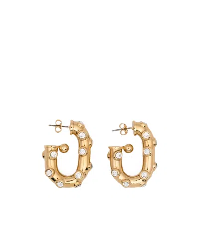 Rabanne Crystal Chunky Hoop Earrings In Gold
