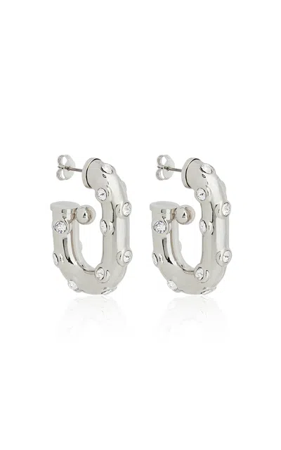 Rabanne Crystal-detail Brass Earrings In Silver