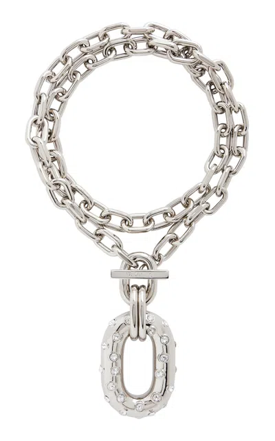 Rabanne Crystal-detail Xl Chain Pendant Necklace In Metallic