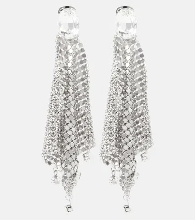 Rabanne Crystal-embellished Chainmail Earrings In Silver