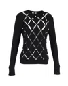 RABANNE CRYSTAL-EMBELLISHED CUTOUT SWEATER IN BLACK MERINO WOOL