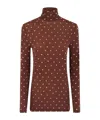 Rabanne Haut Crystal-embellished Stretch-jersey Turtleneck Top In Red