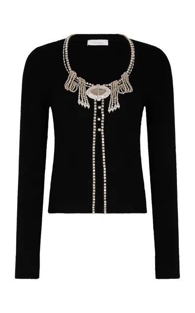 Rabanne Crystal-embellished Knit Cardigan In Black