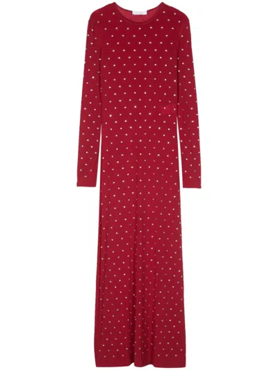 Rabanne Embellished Maxi Dress In Burgundy