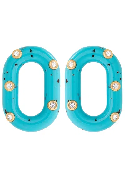 Rabanne Crystal-embellished Resin Hoop Earrings In Blue