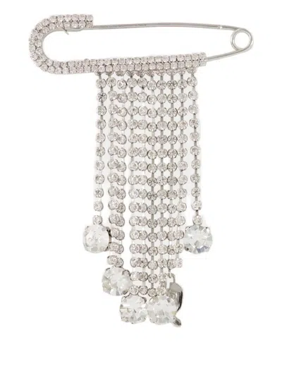 Rabanne Crystal-embellishment Pin Charm In White