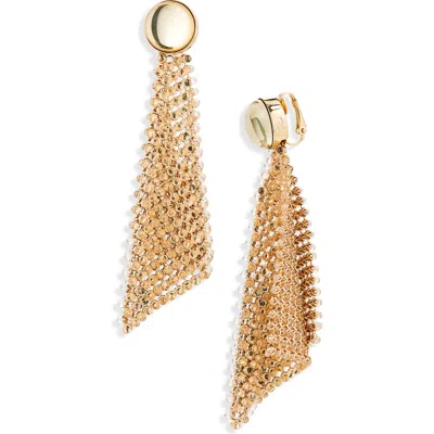 Rabanne Crystal Mesh Drop Earrings In Gold/transparent