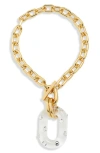Rabanne Crystal Oval Hoop Pendant Necklace In Gold/crystal