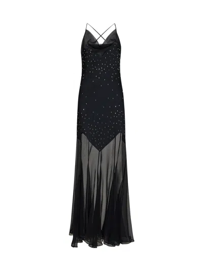 Rabanne Crystal-embellished Satin And Chiffon Evening Dress In Black