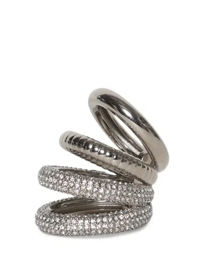 Rabanne Crystal-embellished Spiral Ear Cuff In Gray