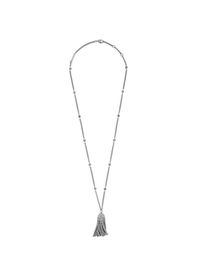 Rabanne Crystal-embellished Tassel Necklace In Silver
