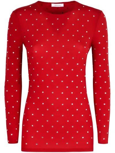 Rabanne Crystal-embellished T-shirt In Red