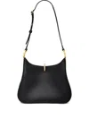 Rabanne Curved Leather Shoulder Bag With Brass Hardware In Black