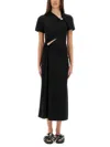 Rabanne Asymmetrical Neckline Midi Dress With Cut-out Detail