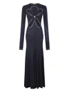 Rabanne Womens Black Embellishmed Cut-out Stretch-woven Maxi Gown In Blue
