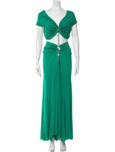 Pre-owned Rabanne Cutout Accent Skirt Set In Green