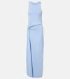 Rabanne Cutout Cotton-blend Maxi Dress In Blue