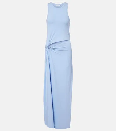 Rabanne Cutout Cotton-blend Maxi Dress In Blue