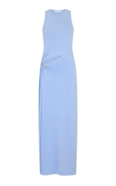 Rabanne Cutout Cotton-jersey Midi Dress In Blue