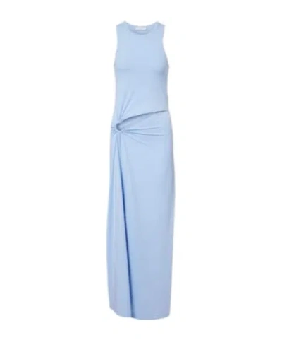 Rabanne Cutout Cotton-blend Maxi Dress In Blue