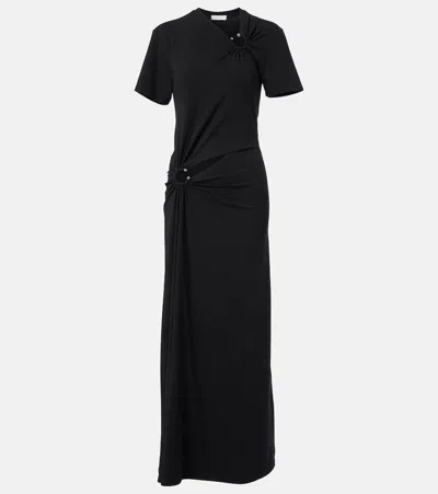 Rabanne Jersey Long Piercing Dress In Black