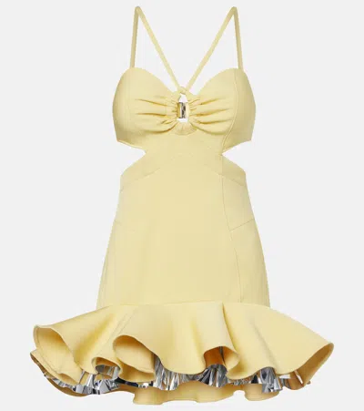 Rabanne Abito Cut-out Flounce-hem Mini Dress In Yellow