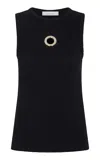 Rabanne Cutout Stretch-cotton T-shirt In Black