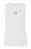 Rabanne Cutout Stretch-cotton T-shirt In White