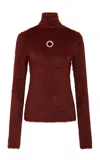 Rabanne Cutout Turtleneck Sweater In Brown