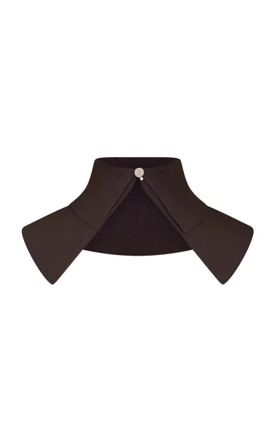 Rabanne Dark Brown Knit Collar In White