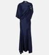 Rabanne Womens Deep Navy Aline One-short-sleeve Stretch-woven Midi Dress In Deep Navy