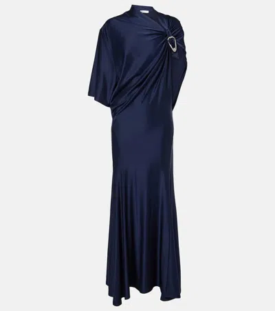 RABANNE DRAPED ASYMMETRIC JERSEY MAXI DRESS