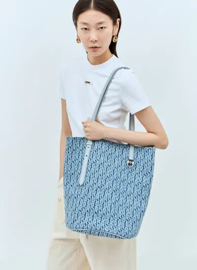 Rabanne Denim Logo Tote Bag In Blue