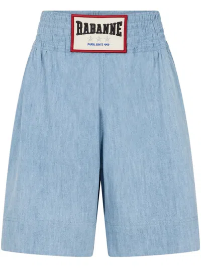Rabanne Denim Shorts With Applique In Blue