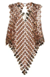 RABANNE RABANNE DIAMOND PATTERN CHAIN LINK WOOD SLEEVELESS TOP