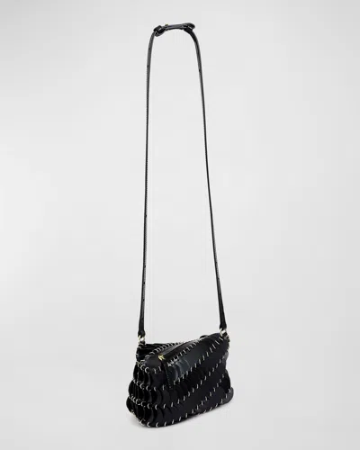 Rabanne Disc Calf Leather Crossbody Bag In Black