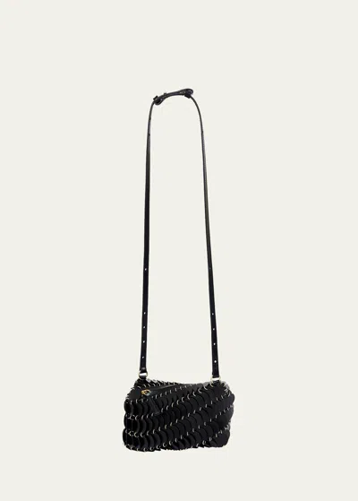 Rabanne Disc Calf Leather Crossbody Bag In Black