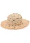 Rabanne Disc-embellished Raffia Hat In Neutral