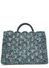 Rabanne Disc-embellished Raffia Tote In Blue