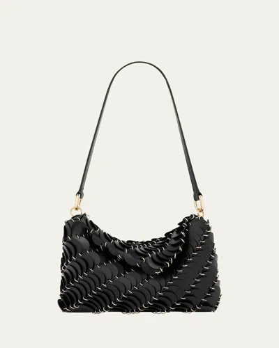 Rabanne Disc-link Leather Shoulder Bag In Black