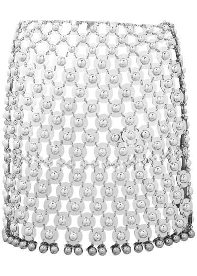 Rabanne Disc Link Metal Mini Skirt In Silver