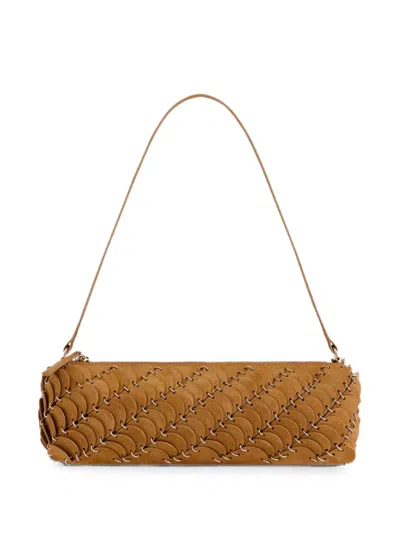 Rabanne Disc-embellished Leather Shoulder Bag In Brown