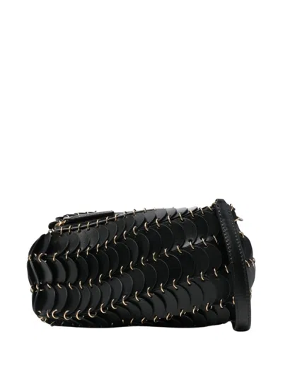Rabanne Disco-inspired Black Calf Leather Shoulder Bag